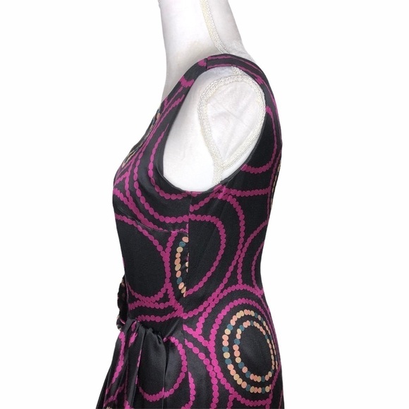 Trina Turk 100% silk one-shoulder black purple dress LBD fringe faux wrap 4 - Picture 6 of 13